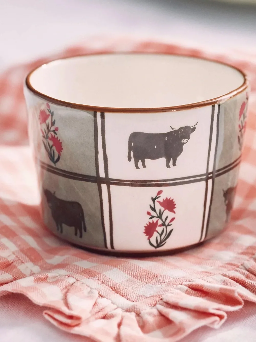 Anthropologie Stoneware Millie Highland Cow Berry Basket